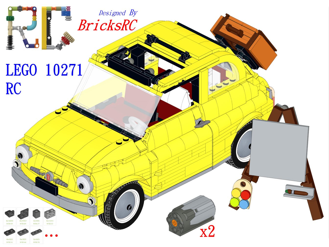Lego Technic Fiat 500 Instructions] Motorize LEGO 10271 Fiat 500