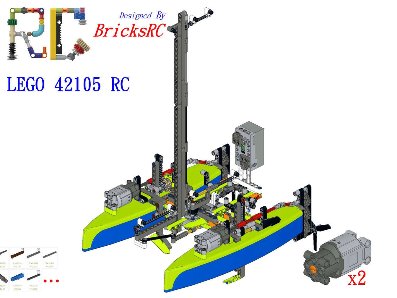 Instructions Motorize LEGO 42105 Catamaran