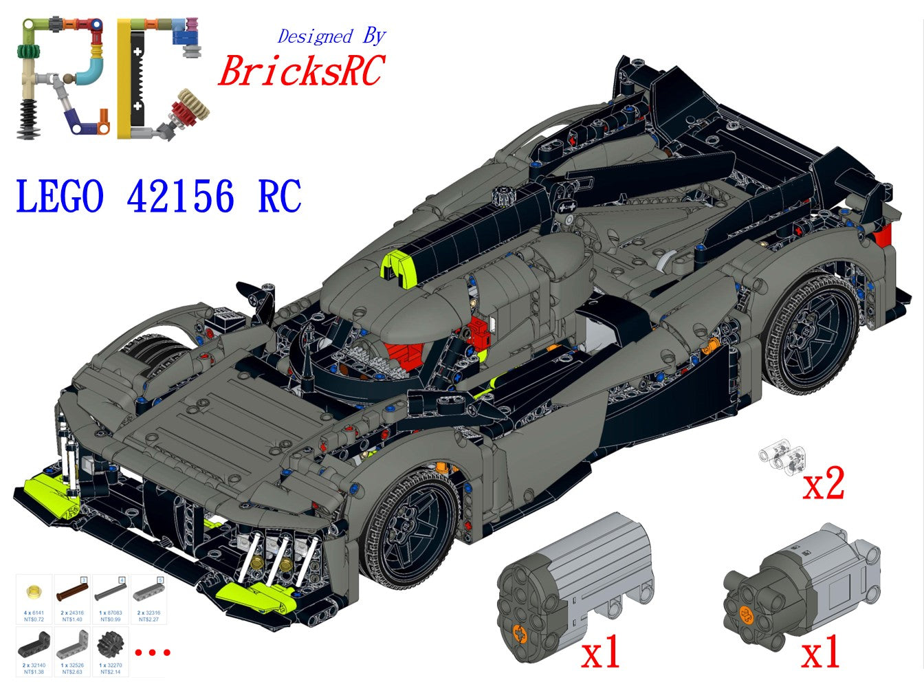 Instructions] Motorize LEGO 42156 Peugeot 9X8 Le Mans Hybrid Hypercar