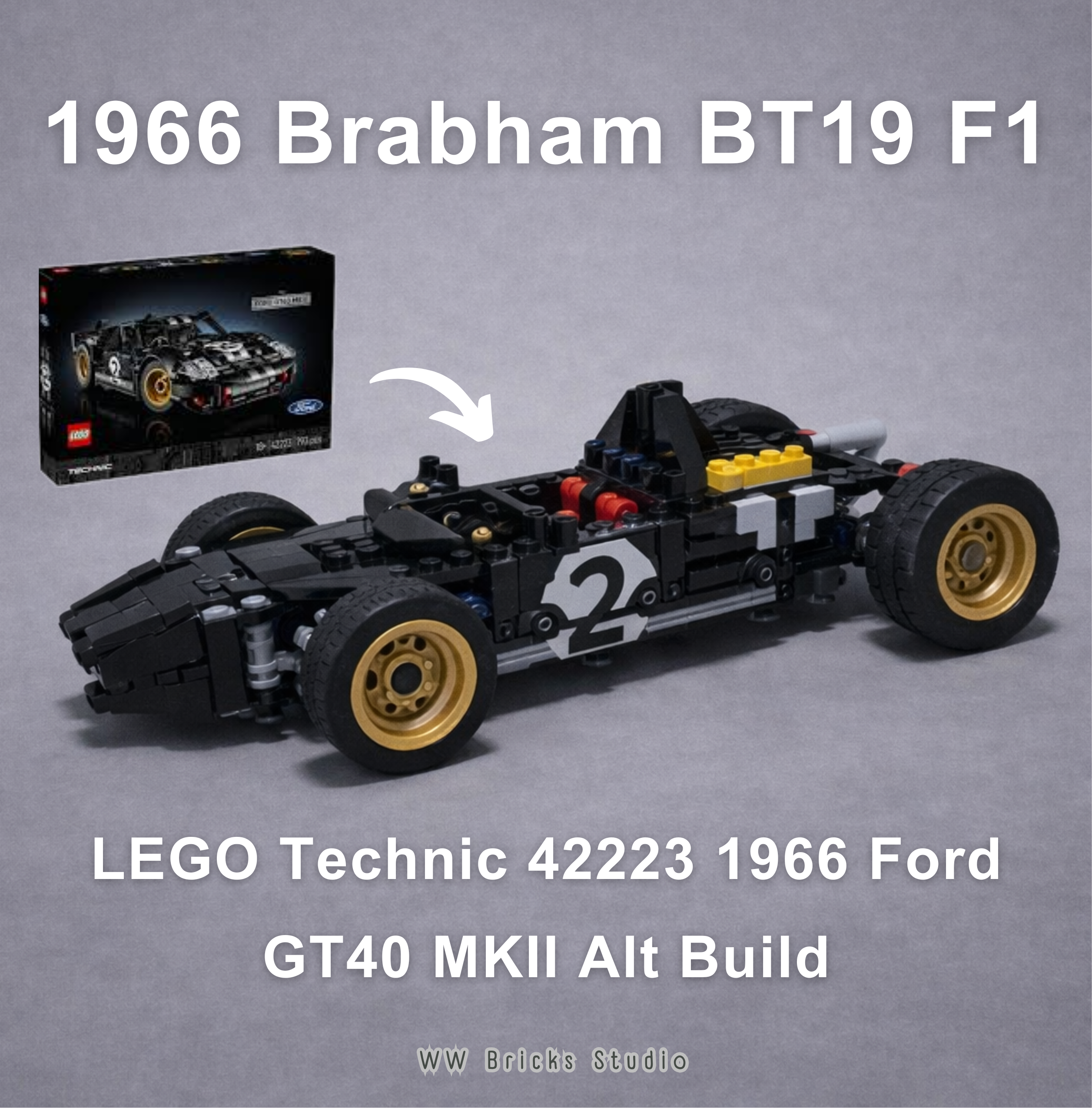 Instructions] 1966 Brabham BT19 F1 – LEGO Technic 42223 Ford GT40
