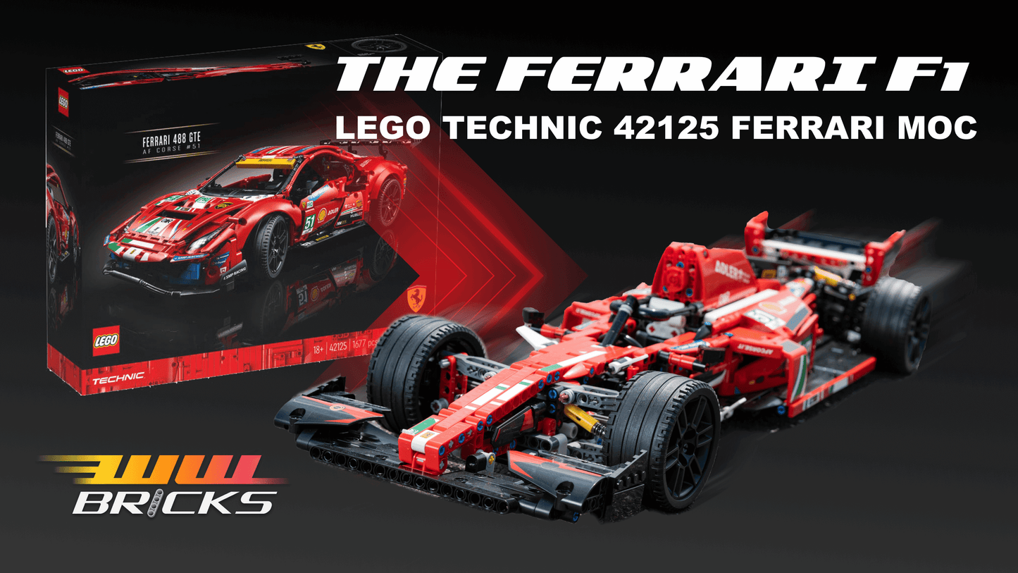 Alternative build instructions for LEGO Technic 42125:Transform your Ferrari 488 GTE kit into a F1 - WW Bricks Studio Official Store