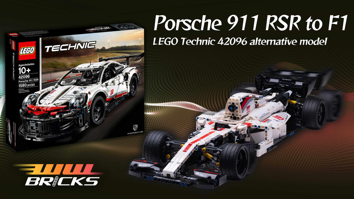Alternative build instructions for LEGO Technic 42096:Transform your Porsche 911 RSR kit into a F1 - WW Bricks Studio Official Store