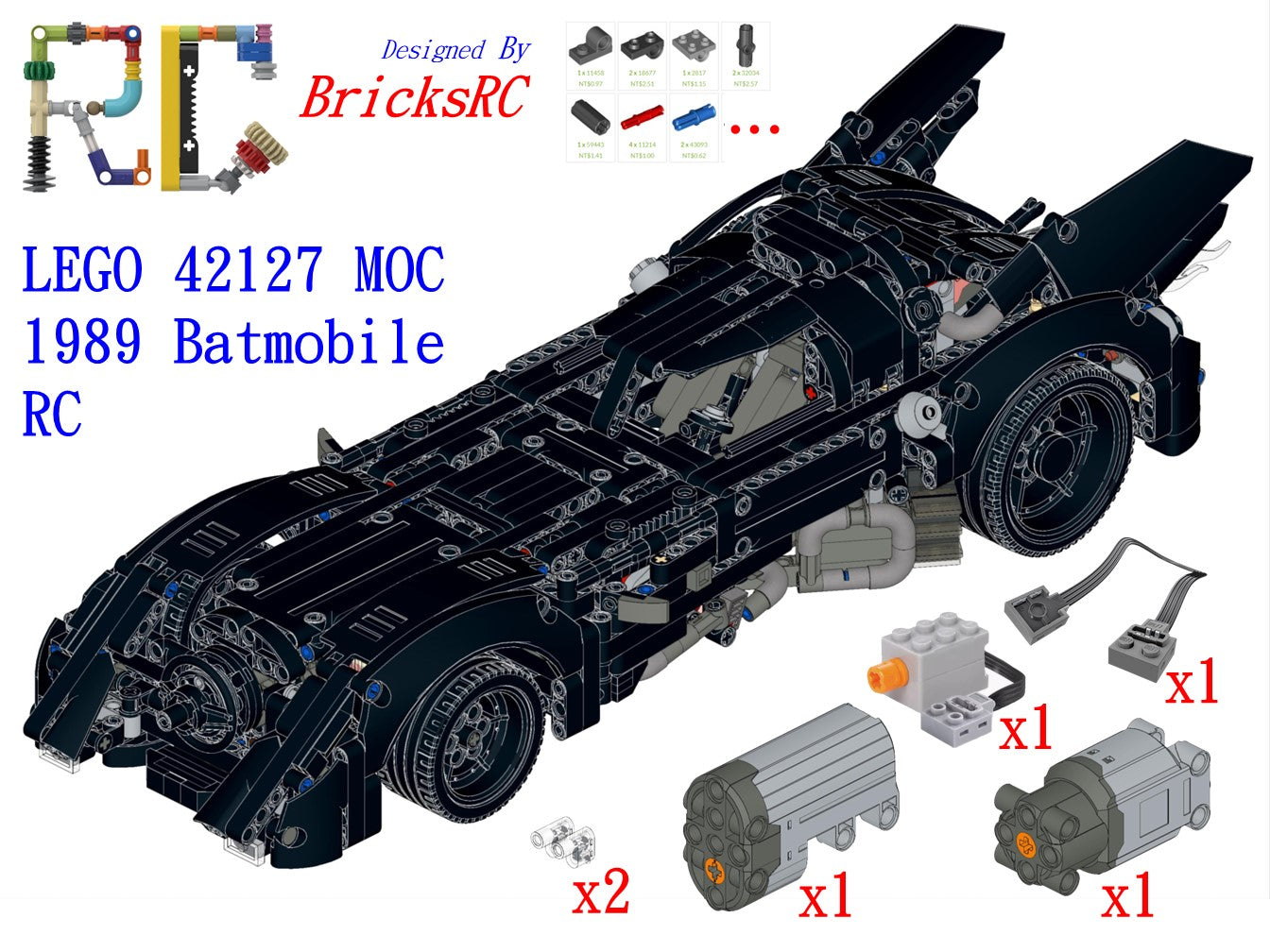 [Instructions] Motorize LEGO 42127 The Batman – Batmobile  (MOC 1989 Batmobile)