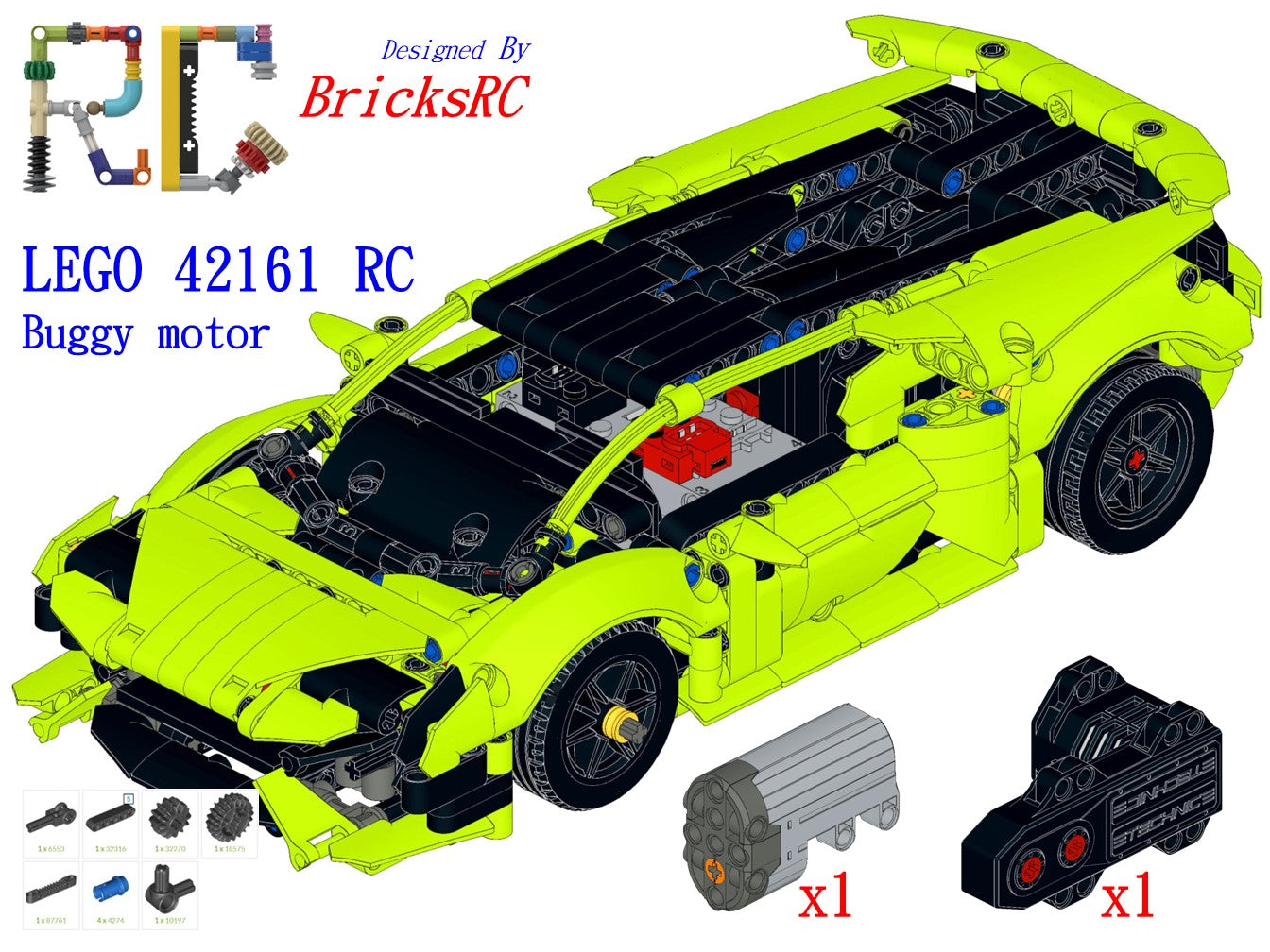 [Instructions] Motorize LEGO 42161 Lamborghini Huracán Tecnica (Buggy Motor Driving)