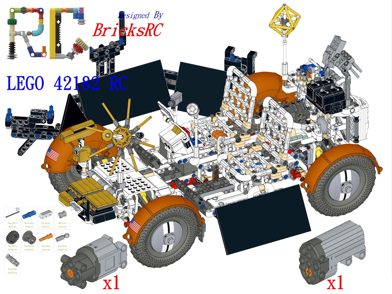 Instructions] Motorize LEGO 42182 NASA Apollo Lunar Roving Vehicle -