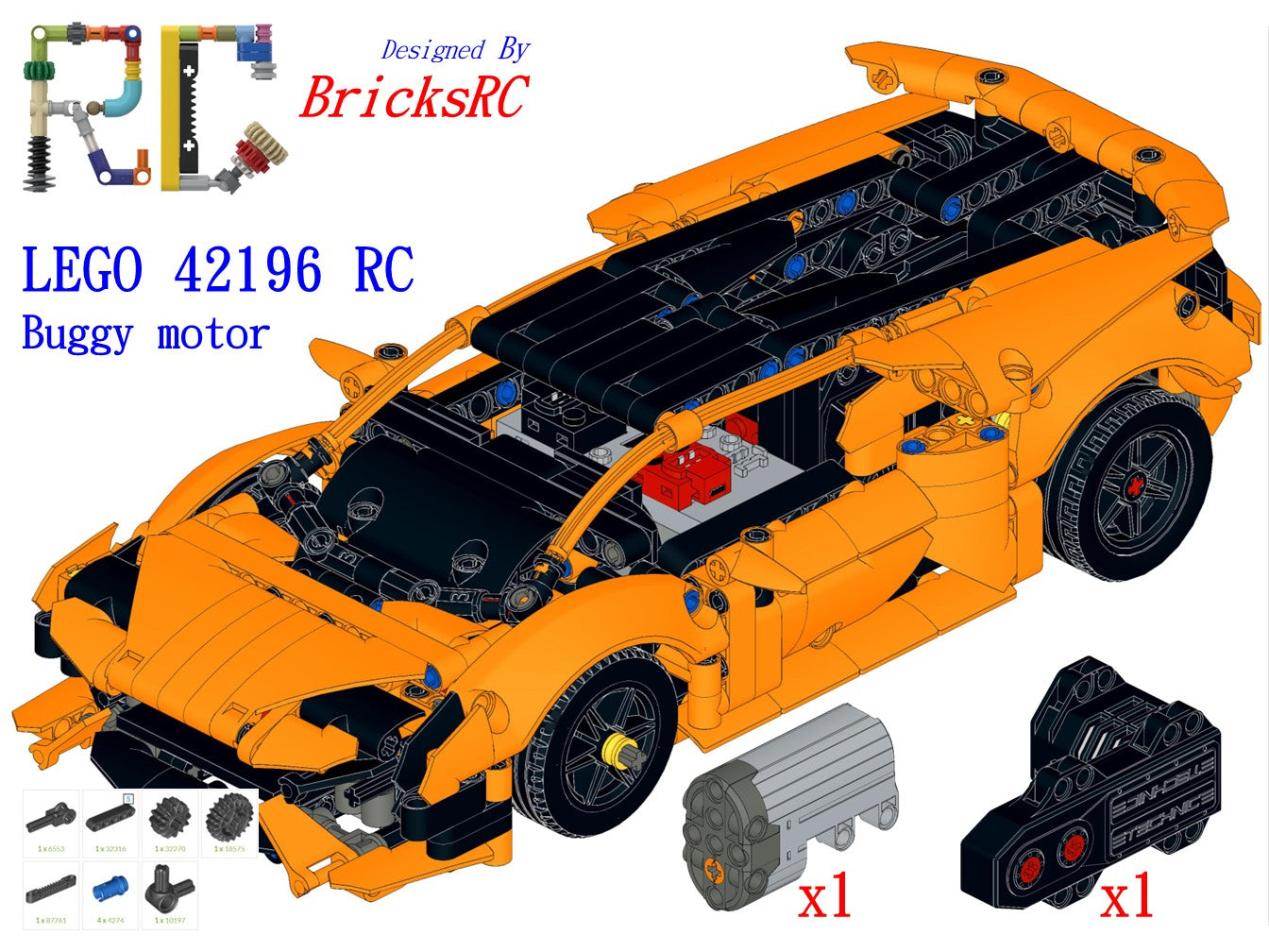 [Instructions] Motorize LEGO 42161/42196 Lamborghini Huracán Tecnica (Buggy Motor Driving)