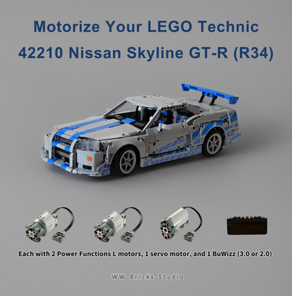 [Instructions] Motorize LEGO Technic 42210 Nissan Skyline GT-R( R34) with 2 PF L and 1 Servo motor