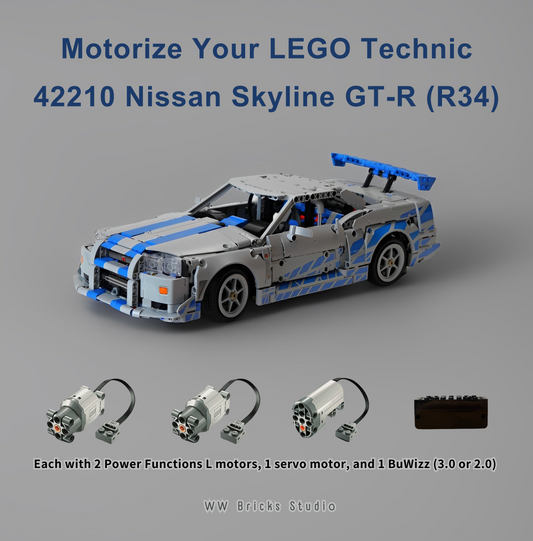 [Instructions] Motorize LEGO Technic 42210 Nissan Skyline GT-R( R34) with 2 PF L and 1 Servo motor
