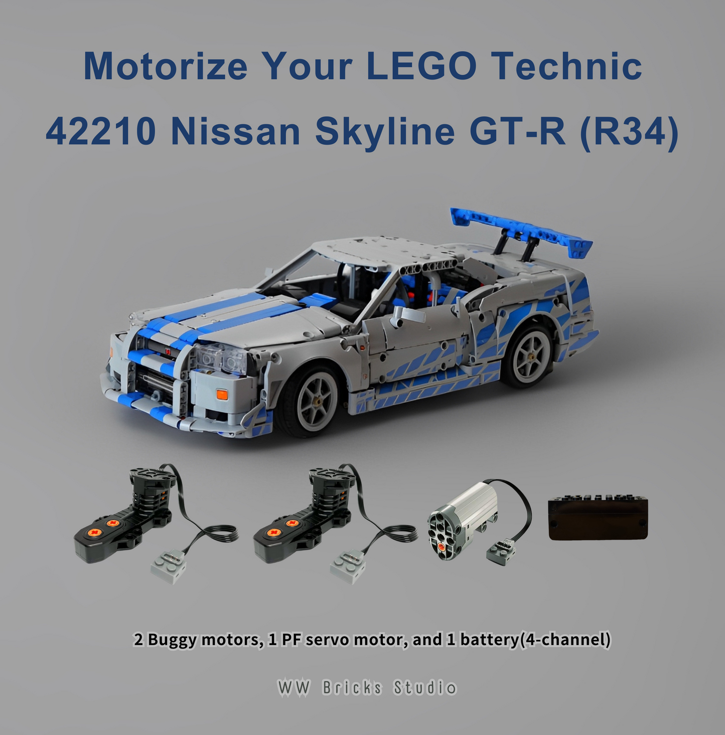 [Instructions] Motorize LEGO Technic 42210 Nissan Skyline GT-R( R34) with BuWizz 3.0 and BuWizz motor