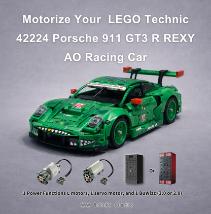 [Instructions] Motorize LEGO Technic 42224 Porsche 911 GT3 R REXY AO Racing Car with 1 PF L and 1 Servo motor