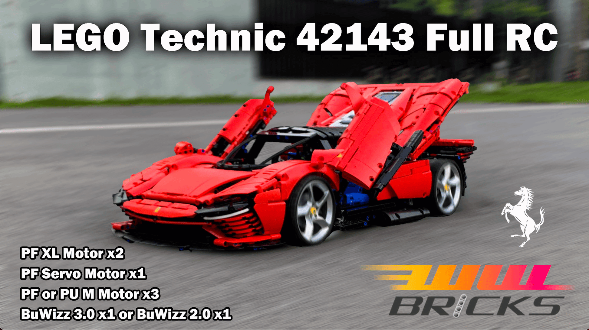 Motorize LEGO Technic 42143 Ferrari Daytona SP3 with BuWizz 3.0 