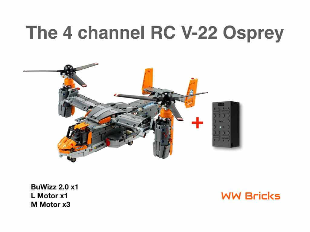 Motorize LEGO Technic 42113 4 channel V22 Osprey with BuWizz 2.0 - WW Bricks Studio Official Store
