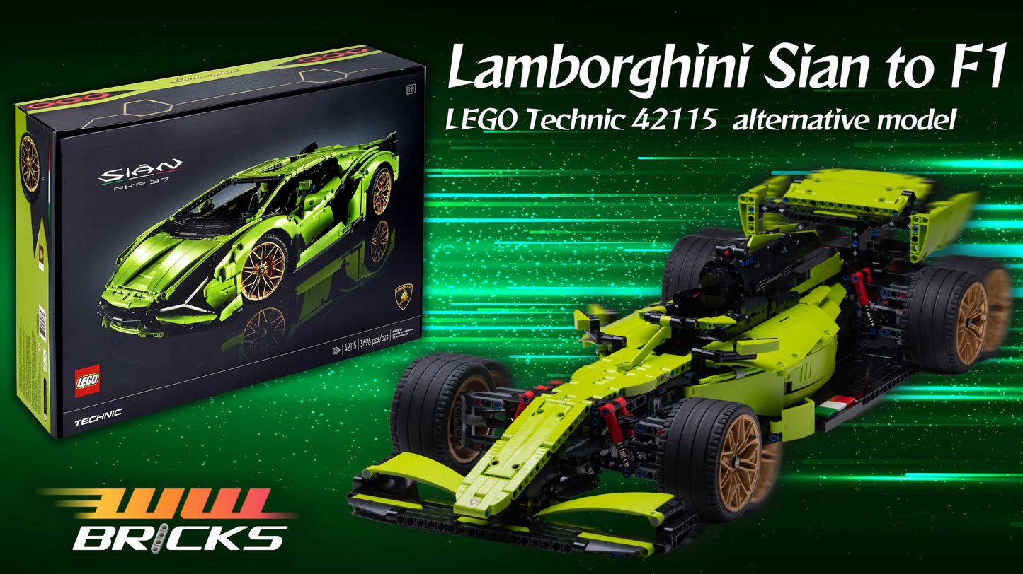 Alternative build instructions for LEGO Technic 42115：Transform your Lamborghini Sian kit into a F1 - WW Bricks Studio Official Store