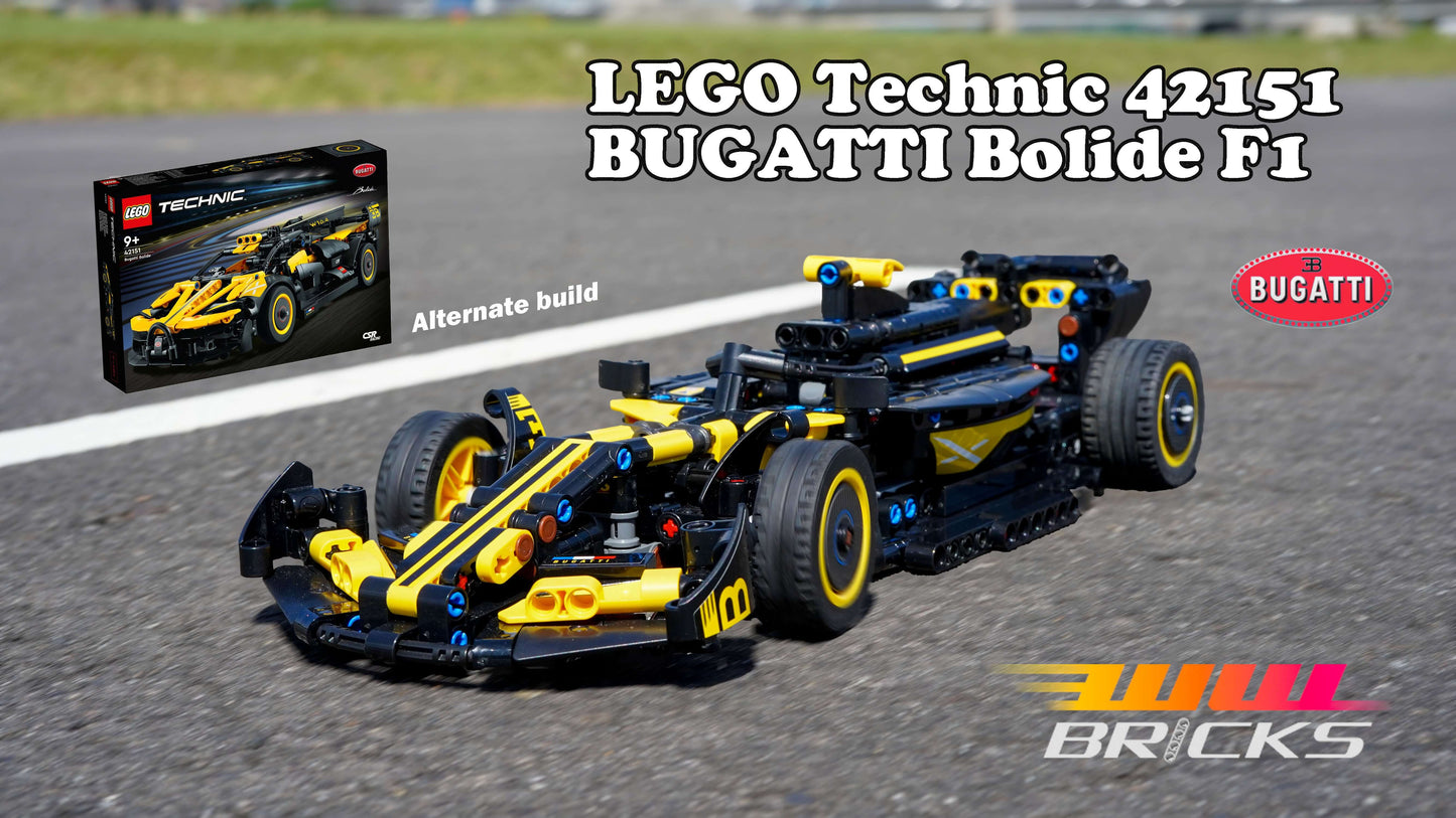 Alternative F1 car build instructions for LEGO Technic 42151 Bugatti Bolide