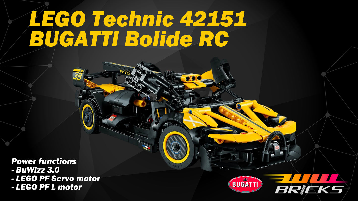 Motorize LEGO Technic 42151 Bugatti Bolide with BuWizz 3.0