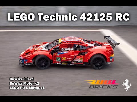 Motorize LEGO Technic 42125 Ferrari 488 GTE with BuWizz 3.0 and BuWizz motor