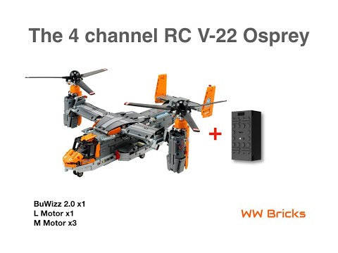Motorize LEGO Technic 42113 4 channel V22 Osprey with BuWizz 2.0